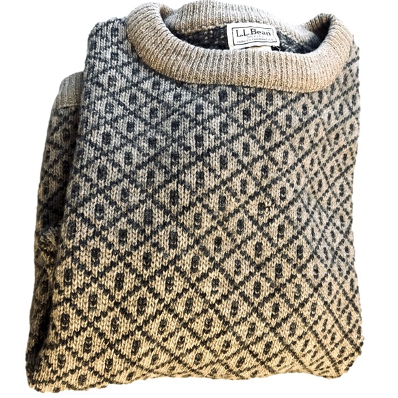 LL Bean Vintage Nordic mens Wool blend fisherman’s Birdseye chunky sweater XL - Picture 7 of 8